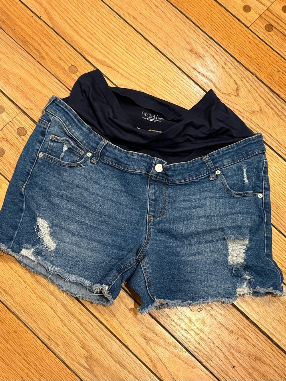 Maternity Denim Jean Shorts with Navy Waistband XXL size 20